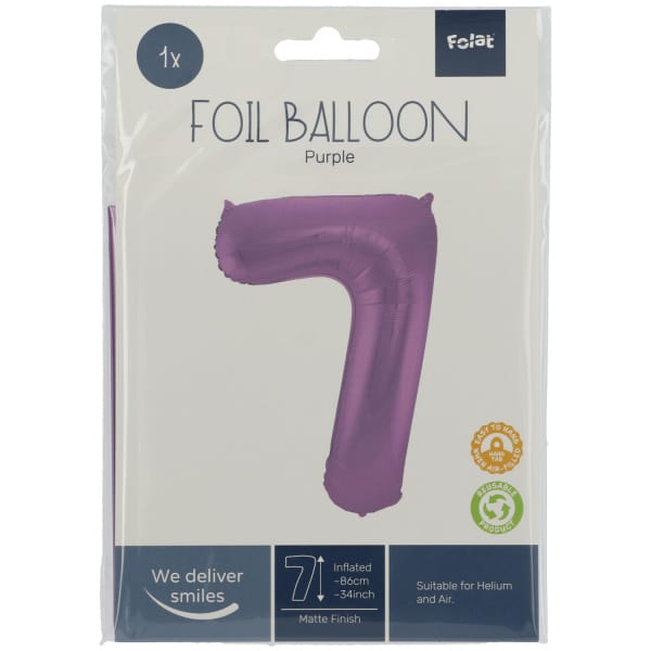 Μπαλόνι Foil Αριθμός "7"  Μωβ 86 Εκ. Ύψος - Image 2