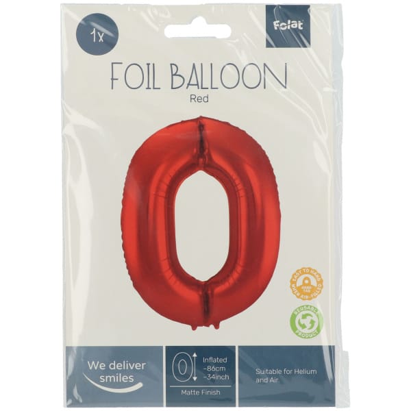 Μπαλόνι Foil Αριθμός "0"  Κόκκινο 86 Εκ. Ύψος - Image 2
