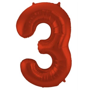 Μπαλόνι Foil Αριθμός "3"  Κόκκινο 86 Εκ. Ύψος