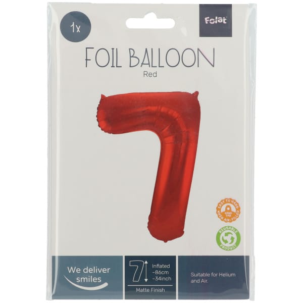 Μπαλόνι Foil Αριθμός "7"  Κόκκινο 86 Εκ. Ύψος - Image 2