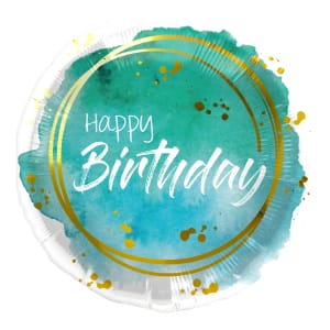 Μπαλόνι Foil 18″ Happy Birthday Watercolor Aqua 45εκ