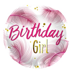 Μπαλόνι Foil 18″ Happy Birthday Girl Feathers 45εκ