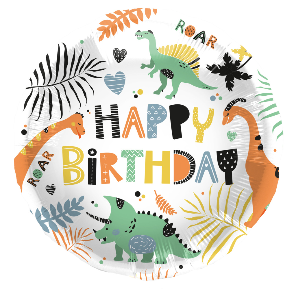Μπαλόνι Foil 18″ Happy Birthday Δεινόσαυροι 45εκ
