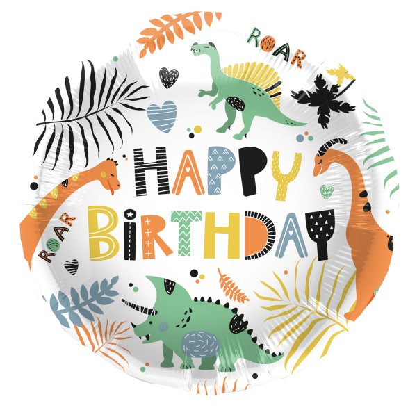 Μπαλόνι Foil 18″ Happy Birthday Δεινόσαυροι 45εκ
