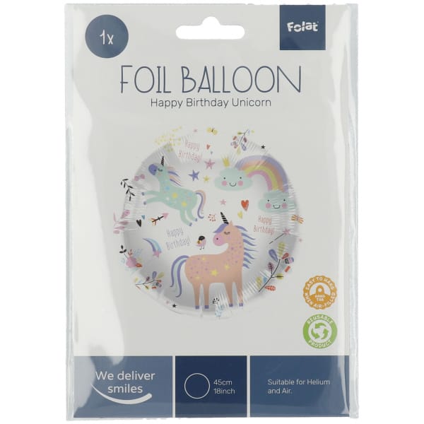 Μπαλόνι Foil 18″ Happy Birthday  Unicorns & Rainbows 45εκ - Image 2