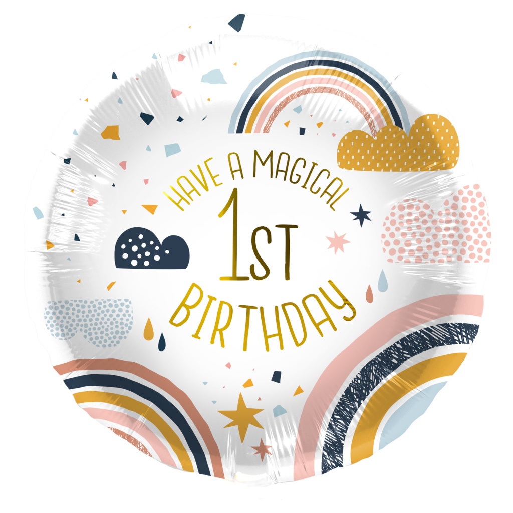 Μπαλόνι Foil 18″ Happy 1st Birthday Rainbow 45εκ