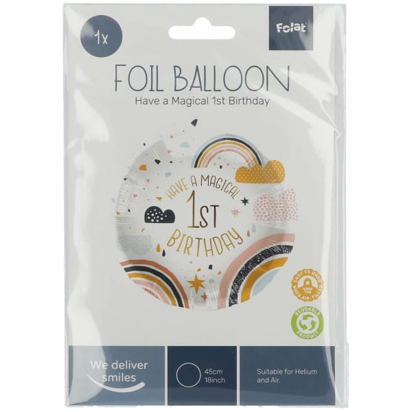 Μπαλόνι Foil 18″ Happy 1st Birthday Rainbow 45εκ - Image 2