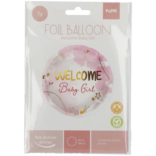 Μπαλόνι Foil 18″ Welcome Baby Girl 45εκ - Image 2