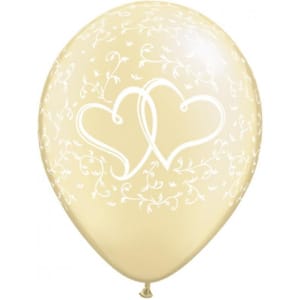 Μπαλόνια Latex 12″ τυπωμένο Περλέ Ιβουάρ Entwined Hearts