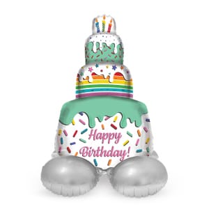 Μπαλόνι Foil με βάση Happy Birthday Cake Time 72 Εκ. Ύψος με αέρα
