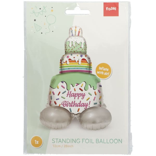 Μπαλόνι Foil με βάση Happy Birthday Cake Time 72 Εκ. Ύψος με αέρα - Image 2