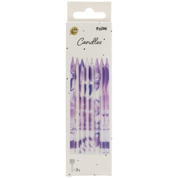 Κεριά Marble Purple 10 εκ - 24 τεμ - Image 2