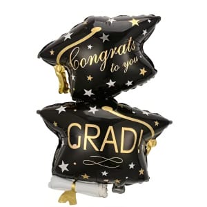 Μπαλόνι Foil Καπέλα Αποφοίτησης "Congrats to you - GRAD" 78x47εκ