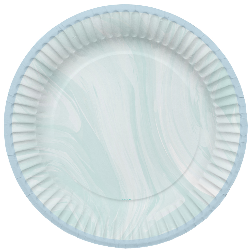 Πιάτα χάρτινα διαμ. 23εκ "Marble Blue" - Συσκ. 8 τεμ