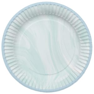 Πιάτα χάρτινα διαμ. 23εκ "Marble Blue" - Συσκ. 8 τεμ