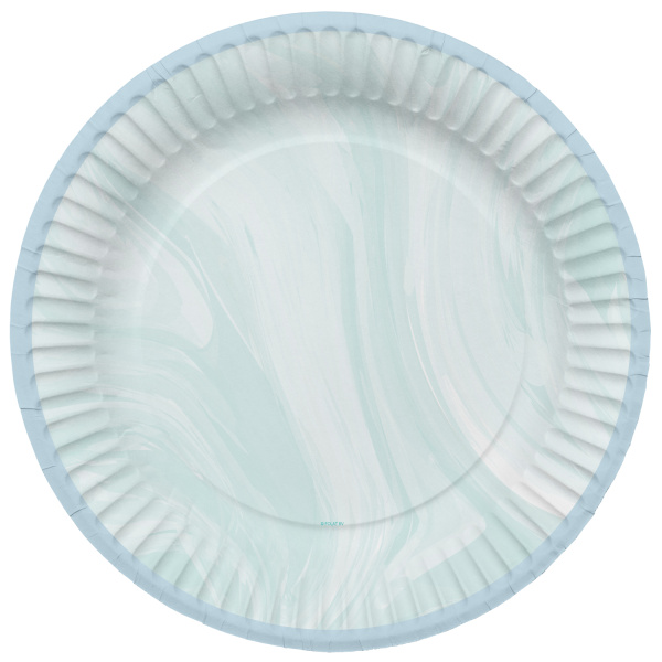 Πιάτα χάρτινα διαμ. 23εκ "Marble Blue" - Συσκ. 8 τεμ