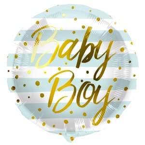 Μπαλόνι Foil "Baby Boy " Βεραμάν & Λευκές ρίγες -  45εκ διάμετρος