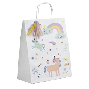 Τσάντα Δώρου  χάρτινη "Unicorns & Rainbows" / Συσκ. 6 τεμ / 20x27 εκ