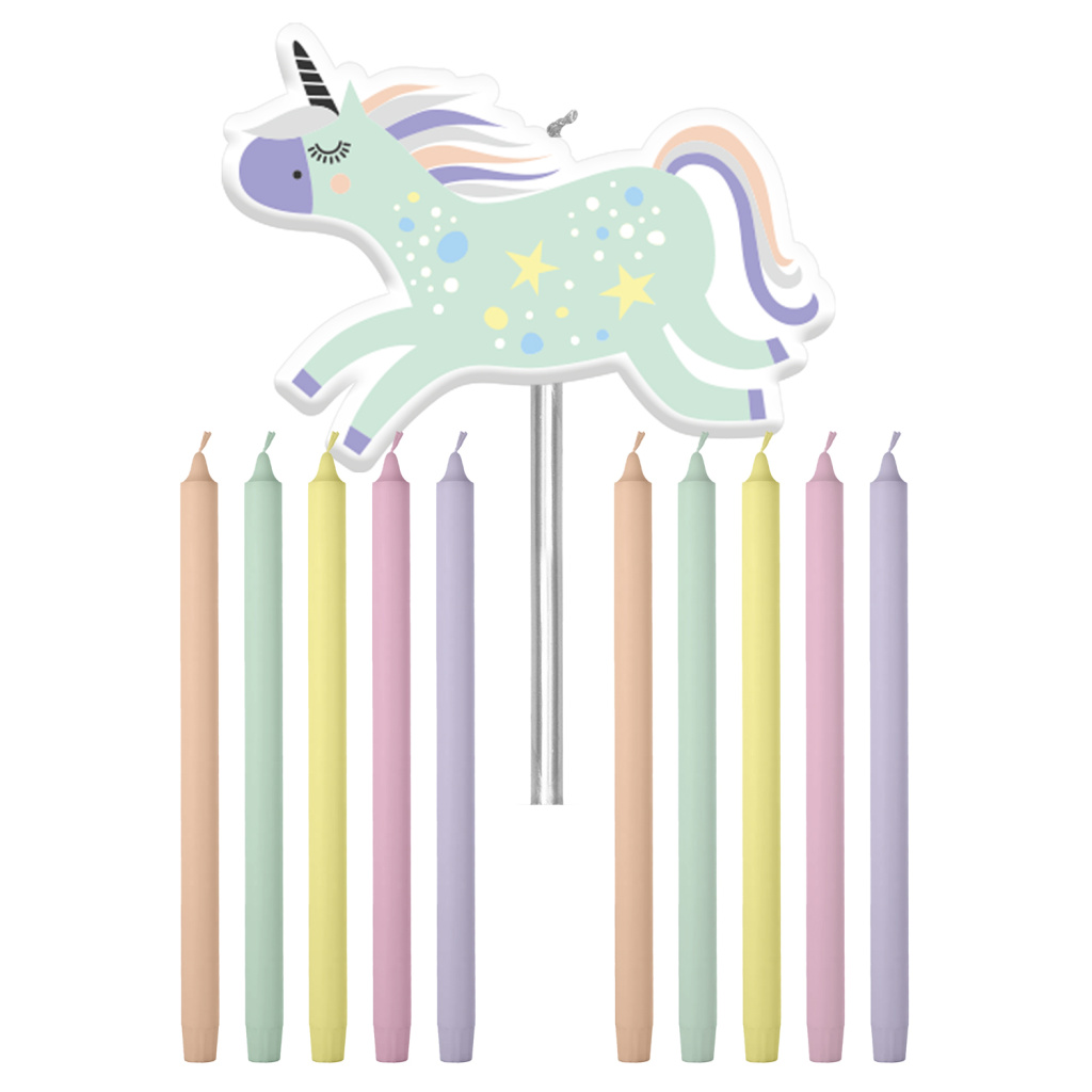 Κεριά "Unicorns & Rainbows" 10 εκ - Συσκ. 11 τεμ