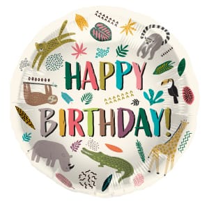 Μπαλόνι Foil Happy Birthday "Zoo Party" 45εκ. διάμ.