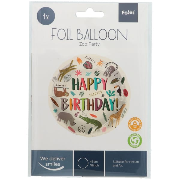 Μπαλόνι Foil Happy Birthday "Zoo Party" 45εκ. διάμ. - Image 2