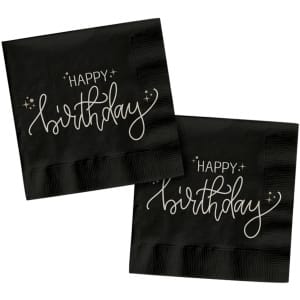 Χαρτοπετσέτες 33 x 33εκ Happy Birthday "Creme Noir" - Συσκ. 20 τεμ
