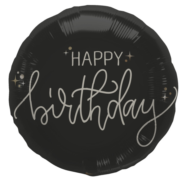 Μπαλόνι Foil Happy Birthday "Creme Noir" -  45εκ διάμ.