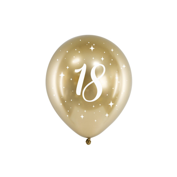 Μπαλόνια Latex Χρωμίου 30 εκ 18th Birthday Συσκ. 6 τμχ