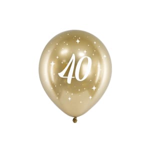 Μπαλόνια Latex Χρωμίου 30 εκ 40th Birthday Συσκ. 6 τμχ