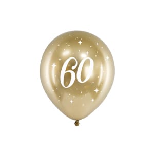 Μπαλόνια Latex Χρωμίου 30 εκ 60th Birthday Συσκ. 6 τμχ