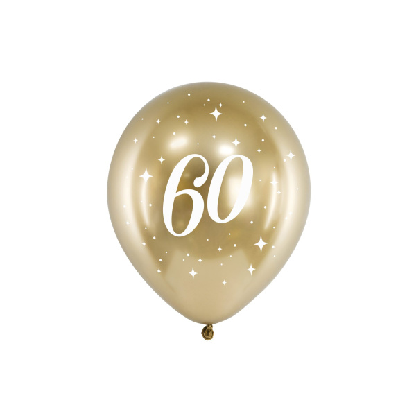 Μπαλόνια Latex Χρωμίου 30 εκ 60th Birthday Συσκ. 6 τμχ