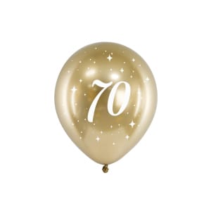 Μπαλόνια Latex Χρωμίου 30 εκ 70th Birthday Συσκ. 6 τμχ
