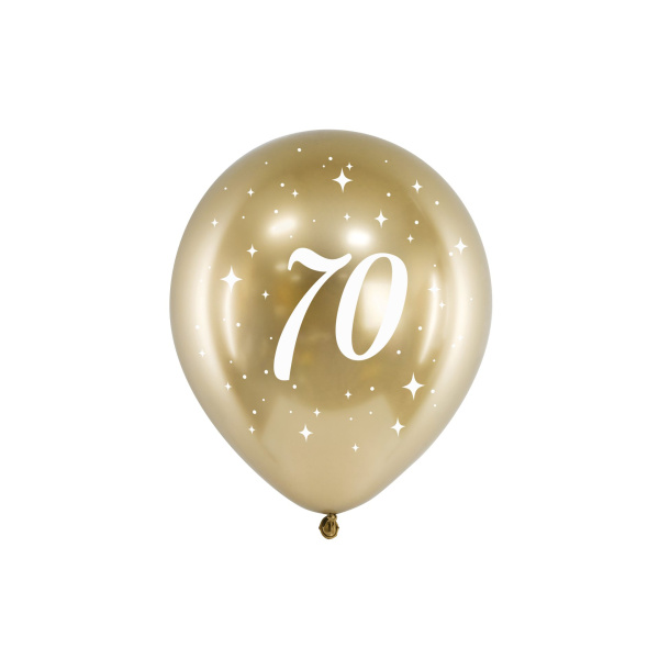 Μπαλόνια Latex Χρωμίου 30 εκ 70th Birthday Συσκ. 6 τμχ