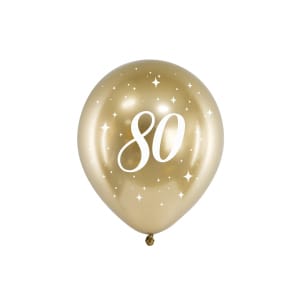 Μπαλόνια Latex Χρωμίου 30 εκ 80th Birthday Συσκ. 6 τμχ