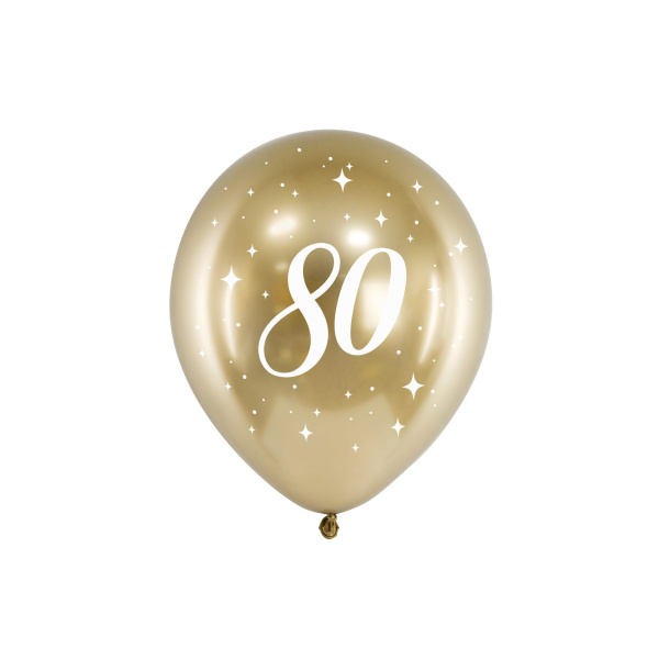Μπαλόνια Latex Χρωμίου 30 εκ 80th Birthday Συσκ. 6 τμχ