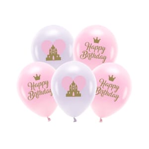 Μπαλόνια Latex 30εκ "Happy Birthday" "Princess" Διάφορα σχέδια - Συσκ. 5 τμχ