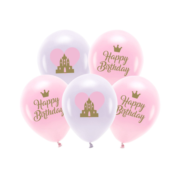 Μπαλόνια Latex 30εκ "Happy Birthday" "Princess" Διάφορα σχέδια - Συσκ. 5 τμχ