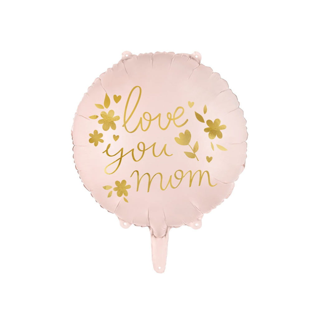 Μπαλόνι Foil "Love You Mom"  Ροζ - 45εκ διάμ.