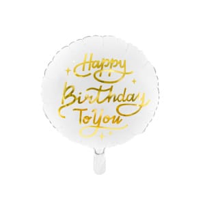 Μπαλόνι Foil "Happy Birthday to You"  Λευκό Χρυσό - 45εκ διάμ.