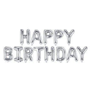 Μπαλόνι Foil γράμματα " Happy Birthday"  Ασημί,  340 x 35 εκ (134 x 14'')