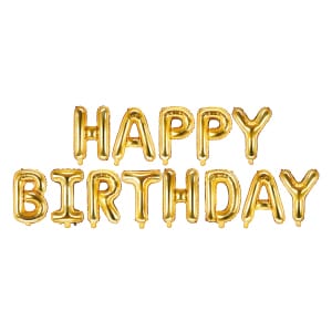 Μπαλόνι Foil γράμματα " Happy Birthday"  Χρυσό,  340 x 35 εκ (134 x 14'')