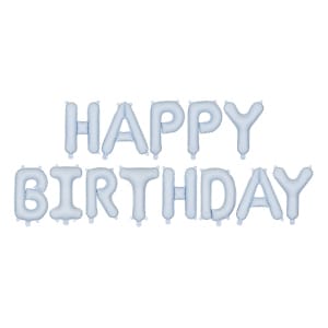Μπαλόνι Foil γράμματα " Happy Birthday"  Σιελ παστέλ ματ,  340 x 35 εκ (134 x 14'')