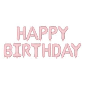 Μπαλόνι Foil γράμματα " Happy Birthday"  Ροζ ματ,  340 x 35 εκ (134 x 14'')