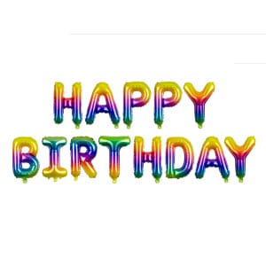 Μπαλόνι Foil γράμματα " Happy Birthday"  Rainbow ματ,  340 x 35 εκ (134 x 14'')