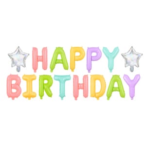 Μπαλόνι Foil γράμματα " Happy Birthday"  Multicolor παστέλ ματ,  340 x 35 εκ (134 x 14'')