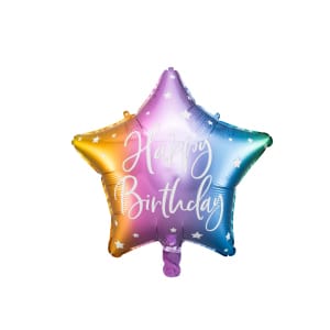 Μπαλόνι Foil Happy Birthday σχήμα αστέρι Multicolor Ombre -  45εκ διάμ.
