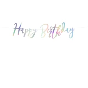 Banner "Happy Birthday" Πολύχρωμο Ιριδίζον (μήκος 65cm)