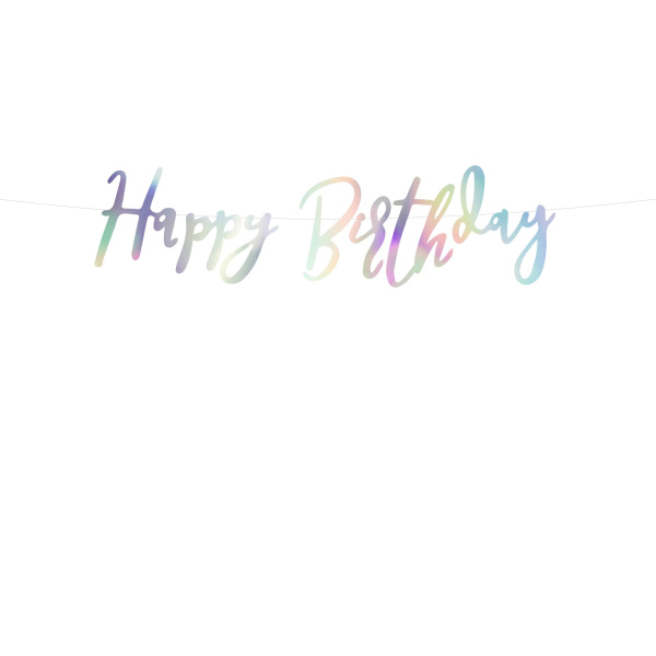 Banner "Happy Birthday" Πολύχρωμο Ιριδίζον (μήκος 65cm)