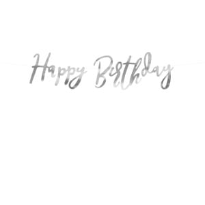 Banner "Happy Birthday" Ασημί (μήκος 65cm)