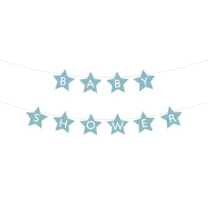Banner χάρτινο "Baby Shower" Σιελ με Λευκά Γράμματα (μήκος 3μ)